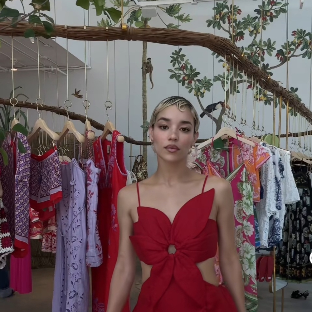 FARM Rio Vibrant Red Maxi Dress with Bow Detail